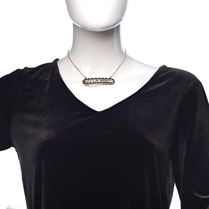 Chanel Metal Lambskin Logo Necklace Black Gold 2 of 5