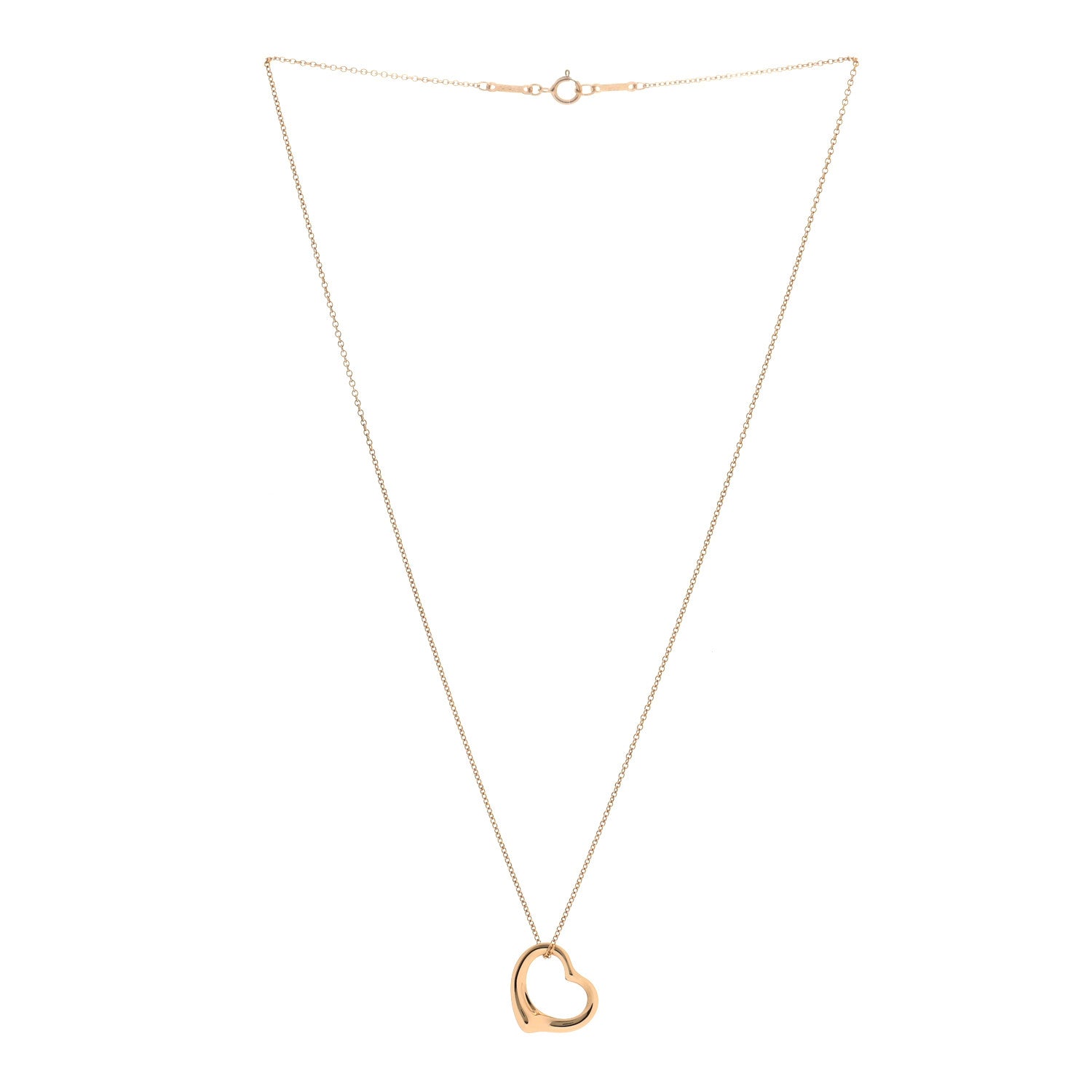Tiffany 18K Yellow Gold 16mm Elsa Peretti Open Heart Pendant Necklace 2 of 6