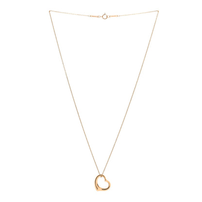 Tiffany 18K Yellow Gold 16mm Elsa Peretti Open Heart Pendant Necklace 2 of 6