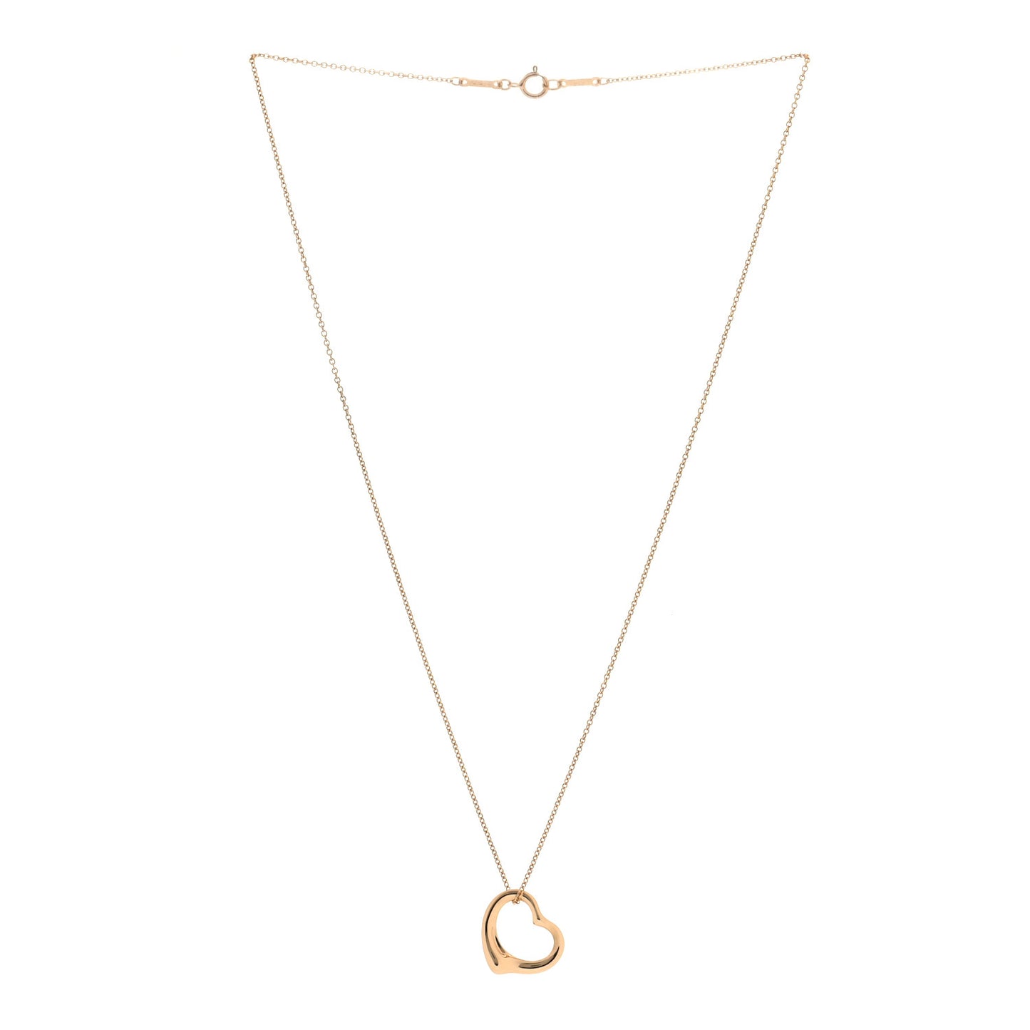 18K Yellow Gold 16mm Elsa Peretti Open Heart Pendant Necklace