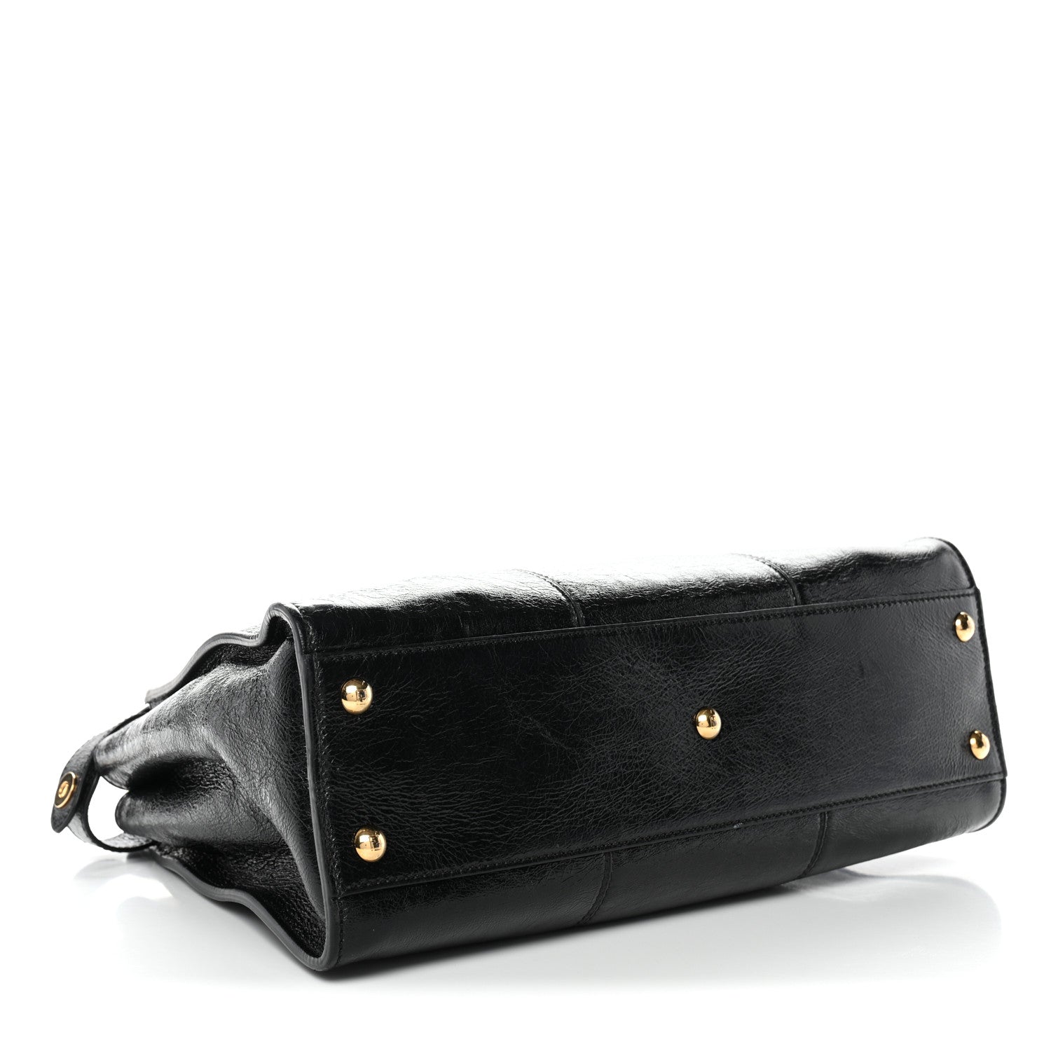 Fendi Agnello Old Shine Medium Peekaboo Iconic Satchel Black 4 of 10