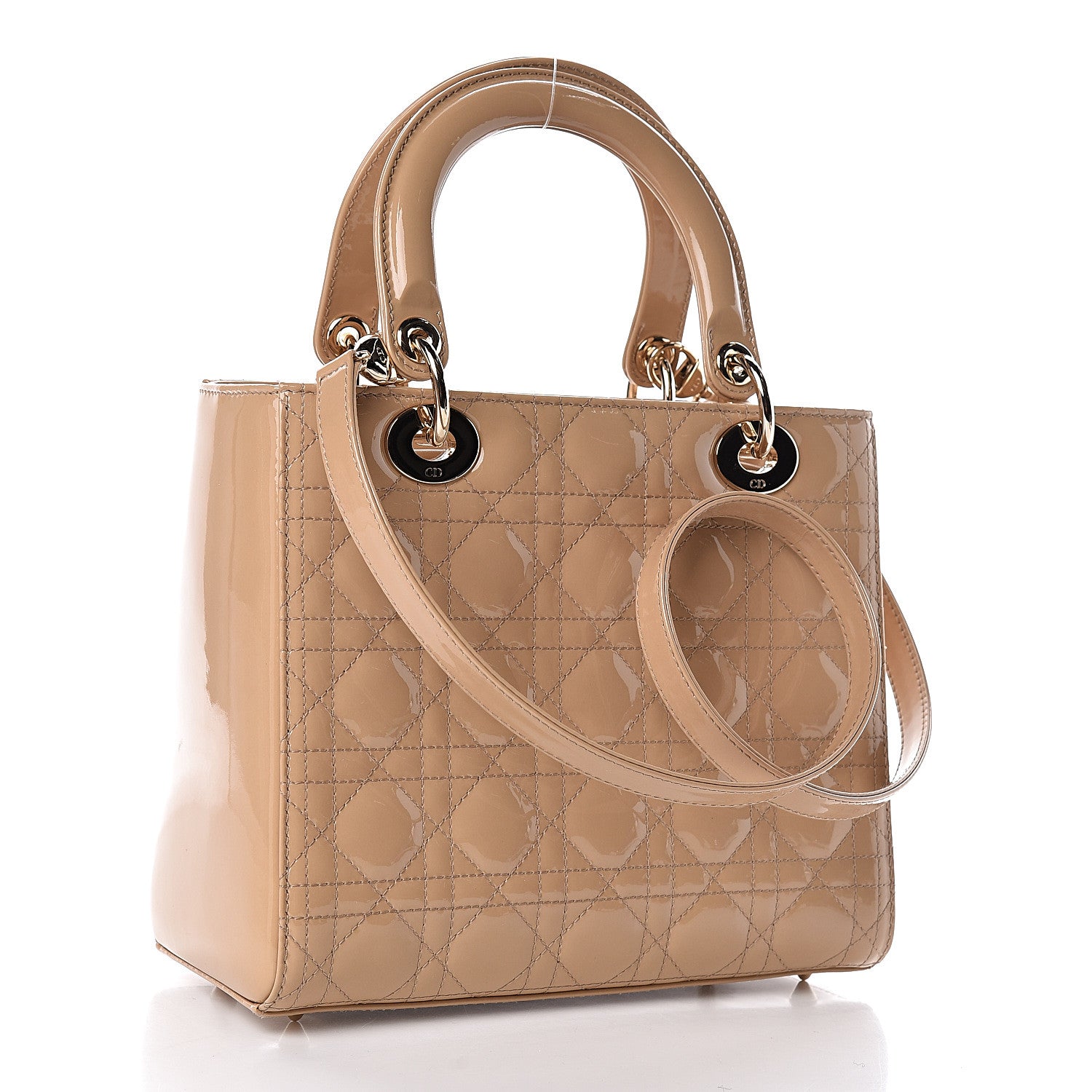 Christian Dior Patent Cannage Medium Lady Dior Beige 3 of 11