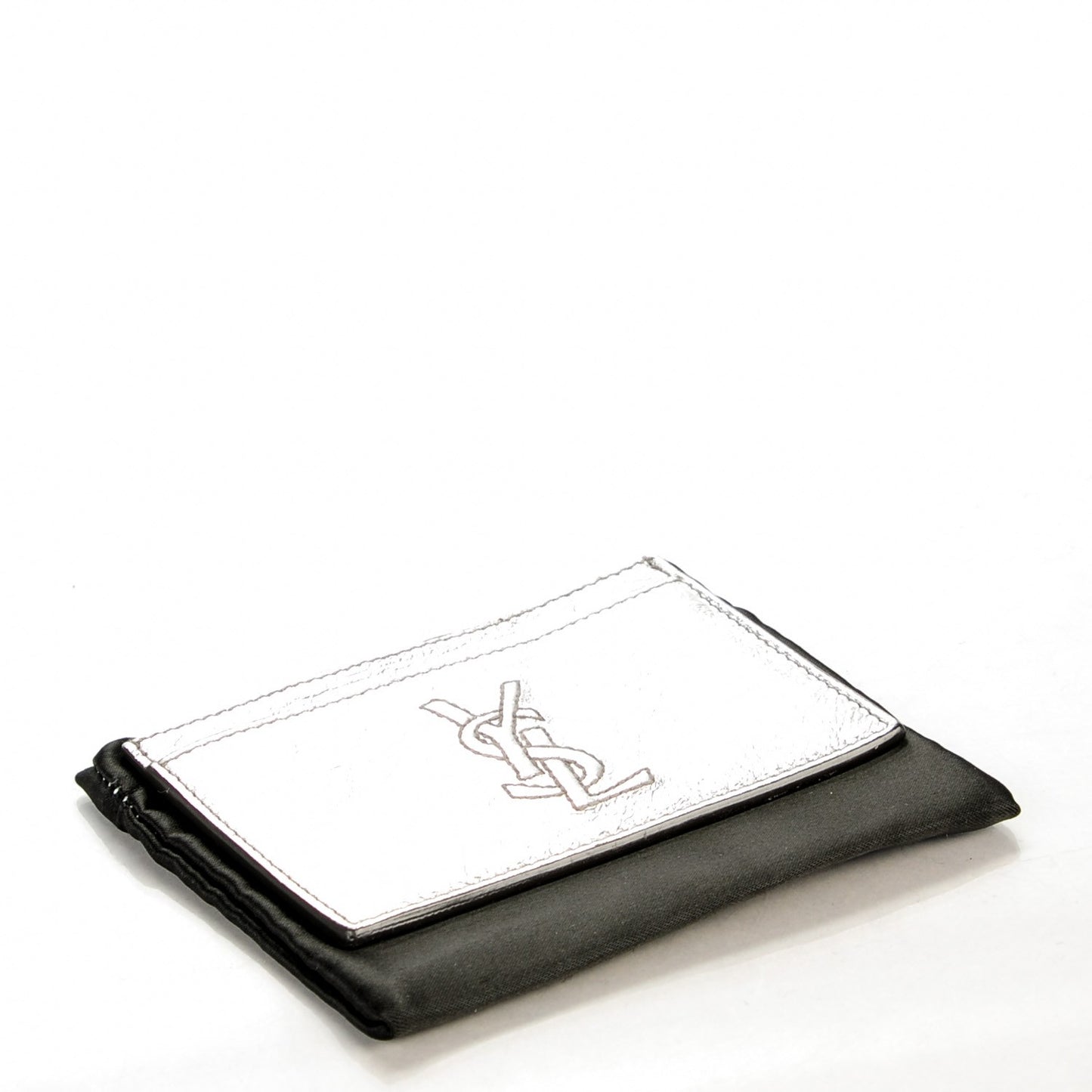 Metallic Leather Belle De Jour Card Case Silver