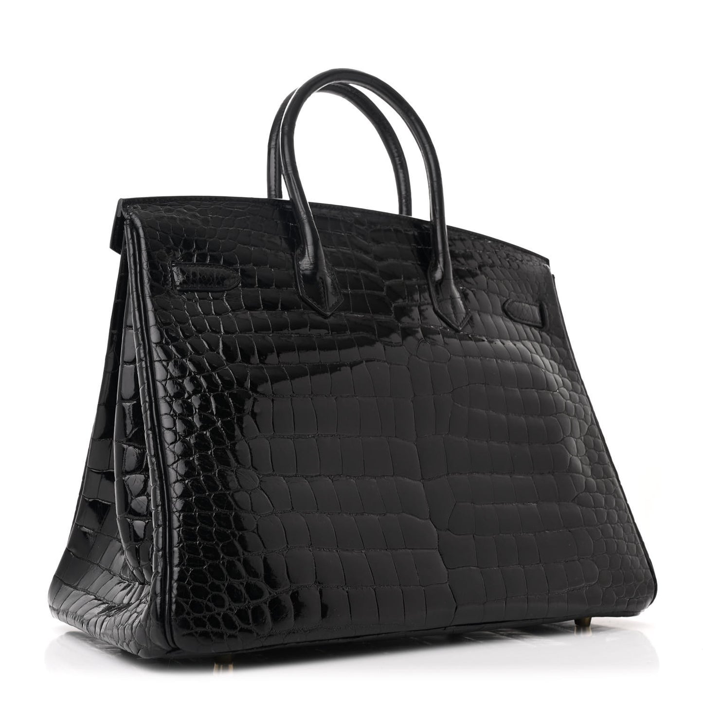 Shiny Porosus Crocodile Birkin 35 Black