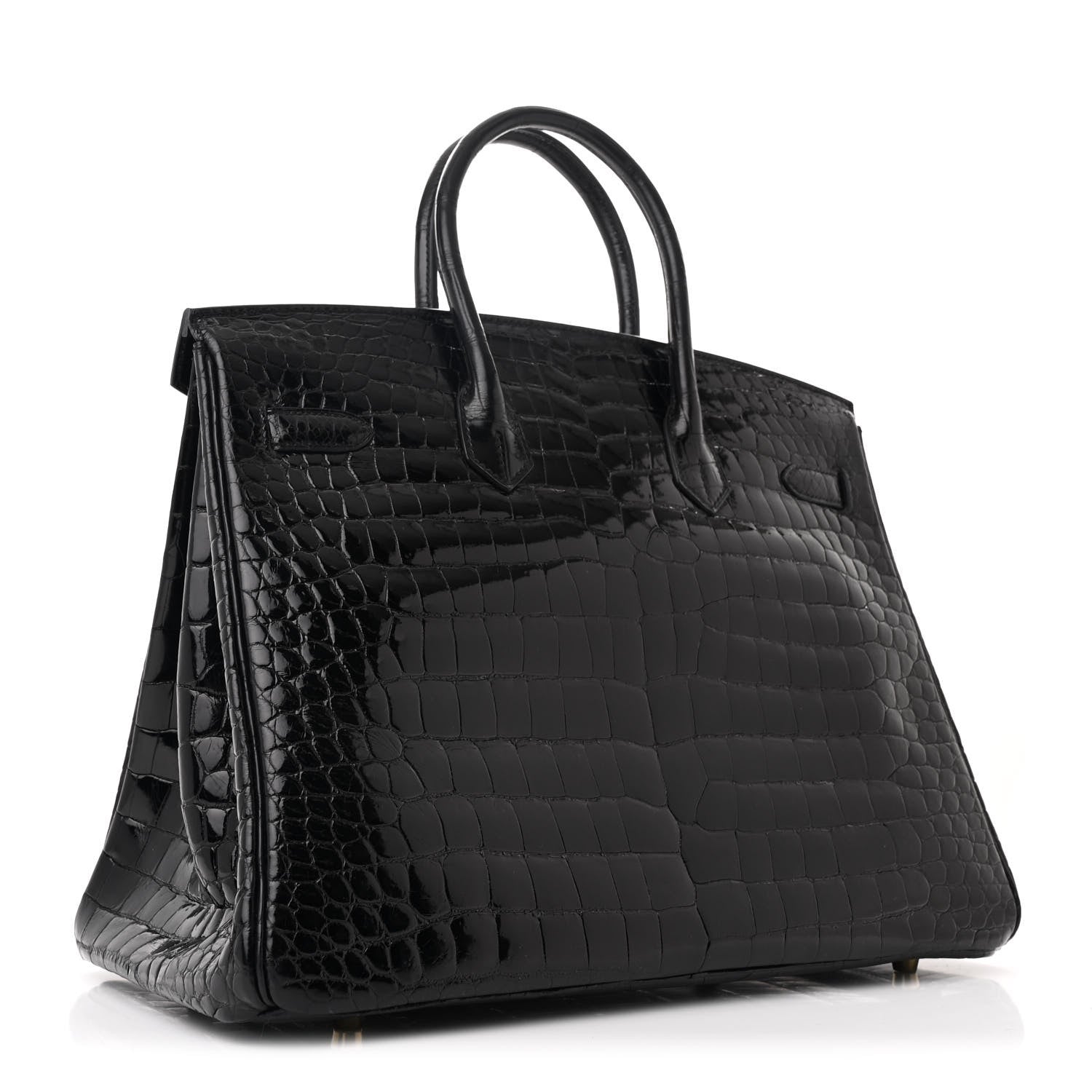 Hermes Shiny Porosus Crocodile Birkin 35 Black 3 of 17