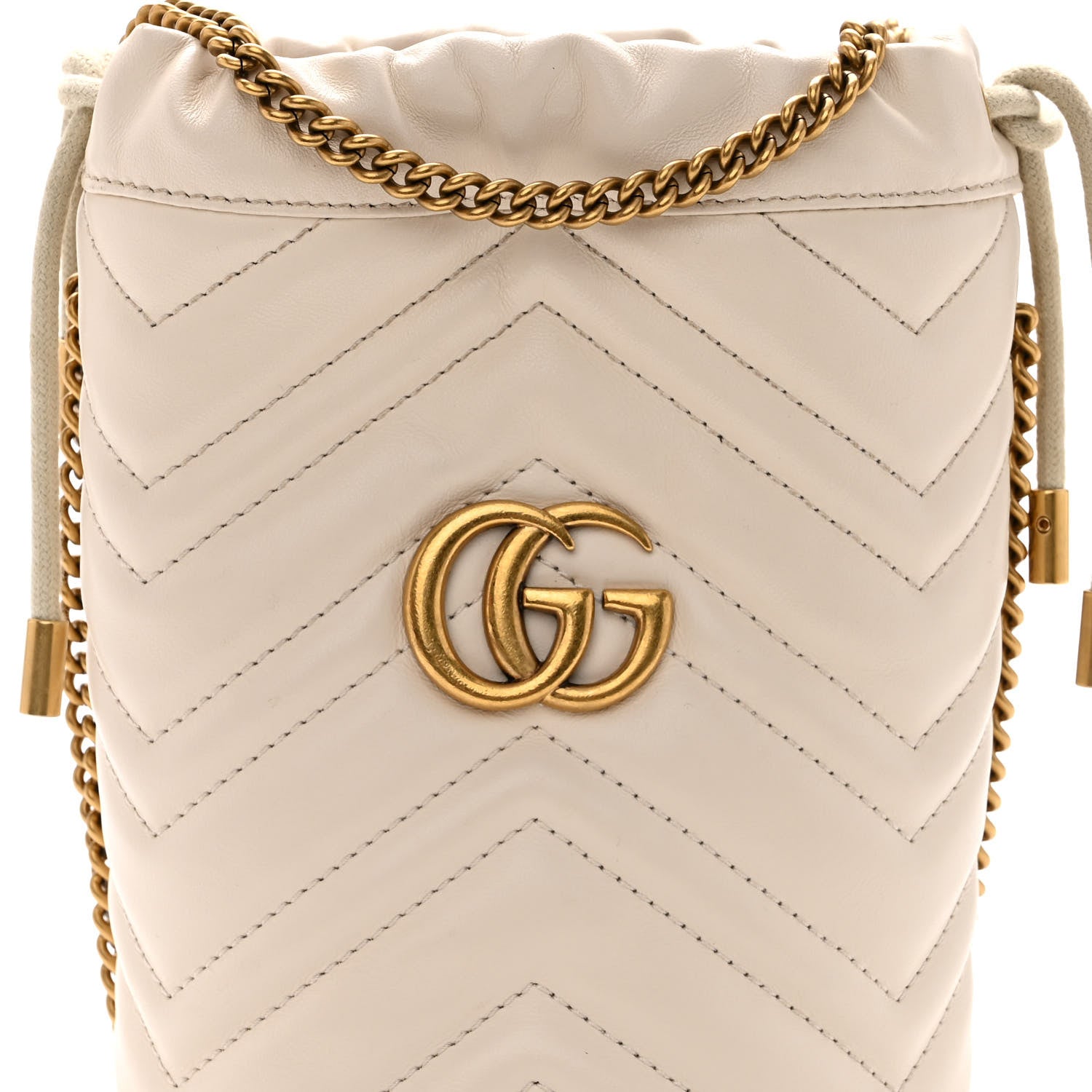 Gucci Calfskin Matelasse Mini GG Marmont 2.0 Bucket Bag White 7 of 10