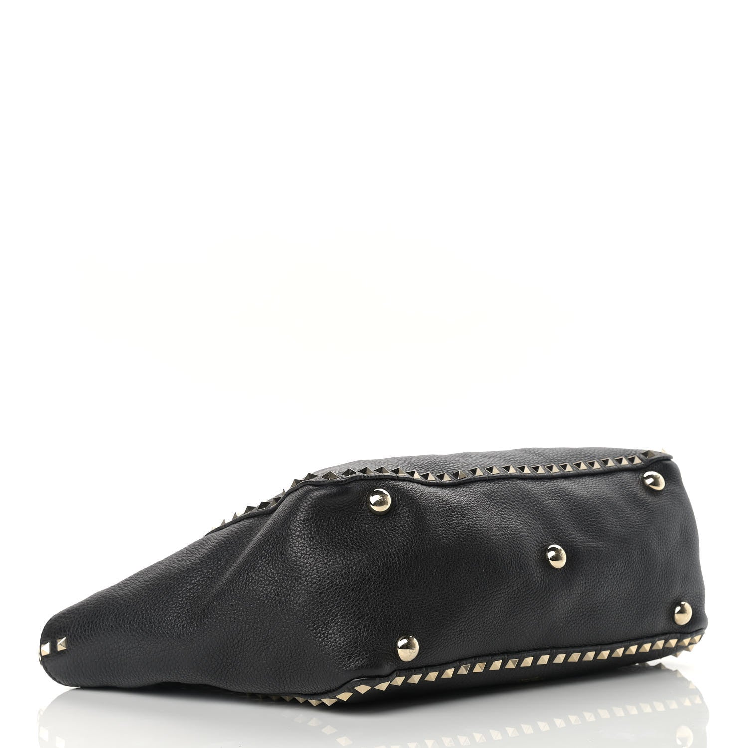 Valentino Garavani Pebbled Calfskin Medium Rockstud Tote Black 3 of 7