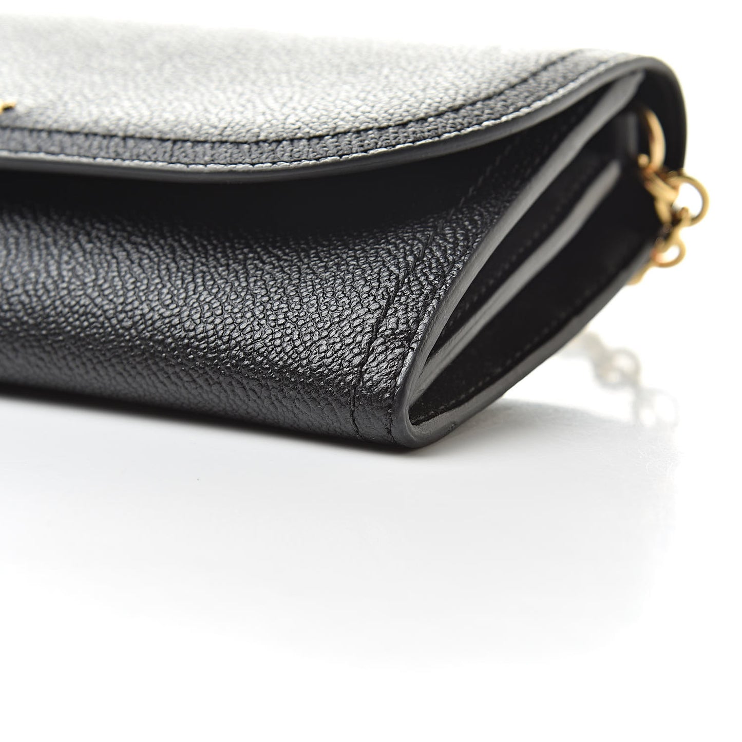 Grainy Calfskin Henley Wallet On Chain Black