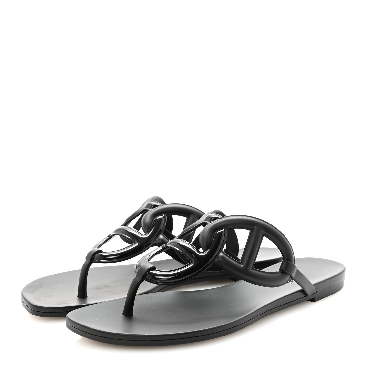 Hermes Rubber Womens Egerie Sandals 38 Black 4 of 9