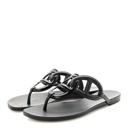 Hermes Rubber Womens Egerie Sandals 38 Black 4 of 9
