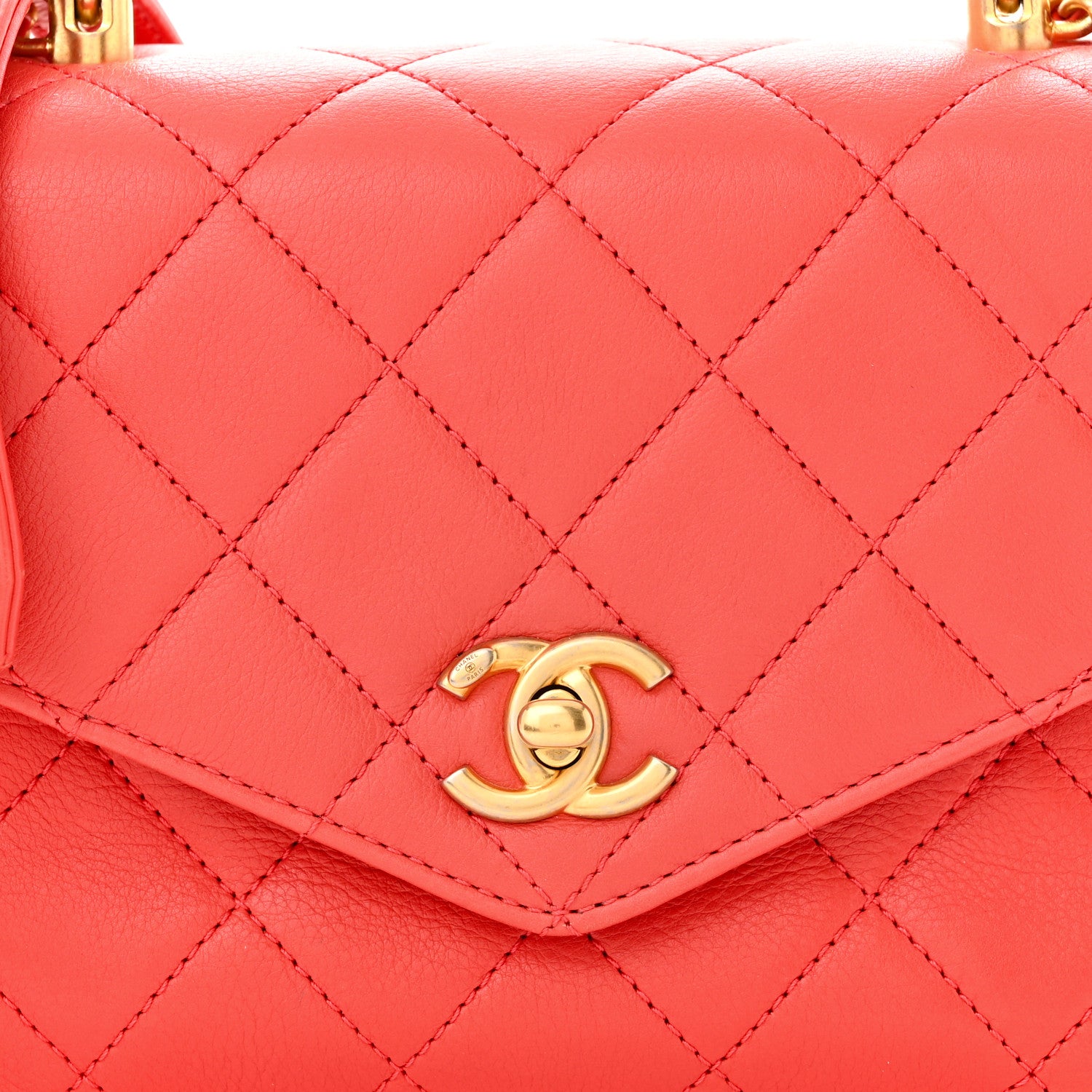 Chanel Calfskin Quilted Metal Small Top Handle Envelope Flap Red 8 of 12