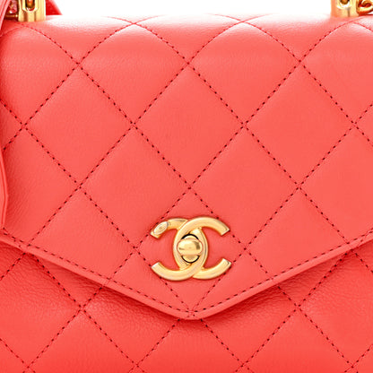 Chanel Calfskin Quilted Metal Small Top Handle Envelope Flap Red 8 of 12