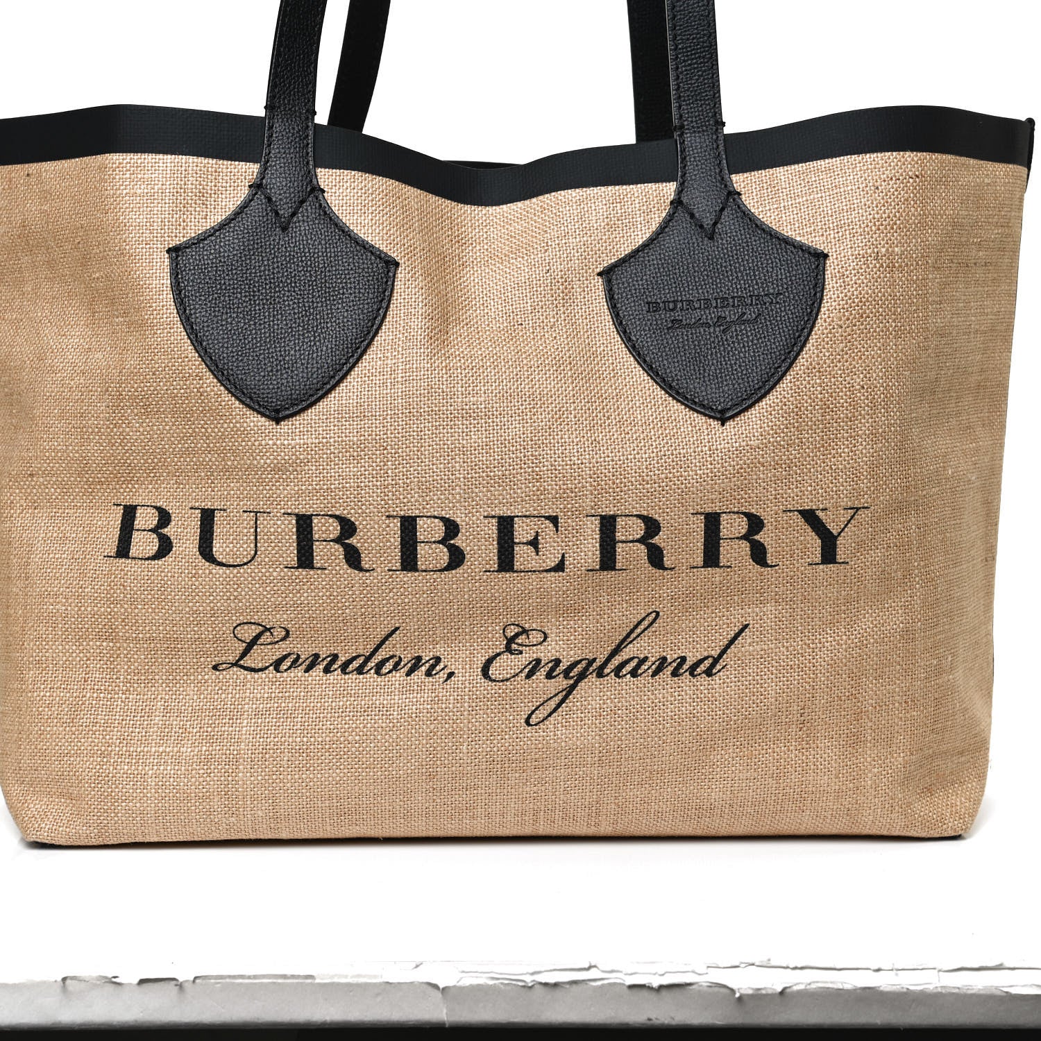 Burberry Raffia Logo Print Medium The Giant Reversible Tote Black 7 of 11