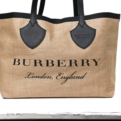 Burberry Raffia Logo Print Medium The Giant Reversible Tote Black 7 of 11