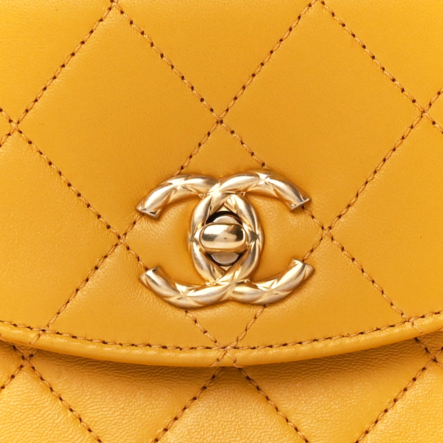 Lambskin Quilted Trendy Spirit Top Handle Flap Yellow