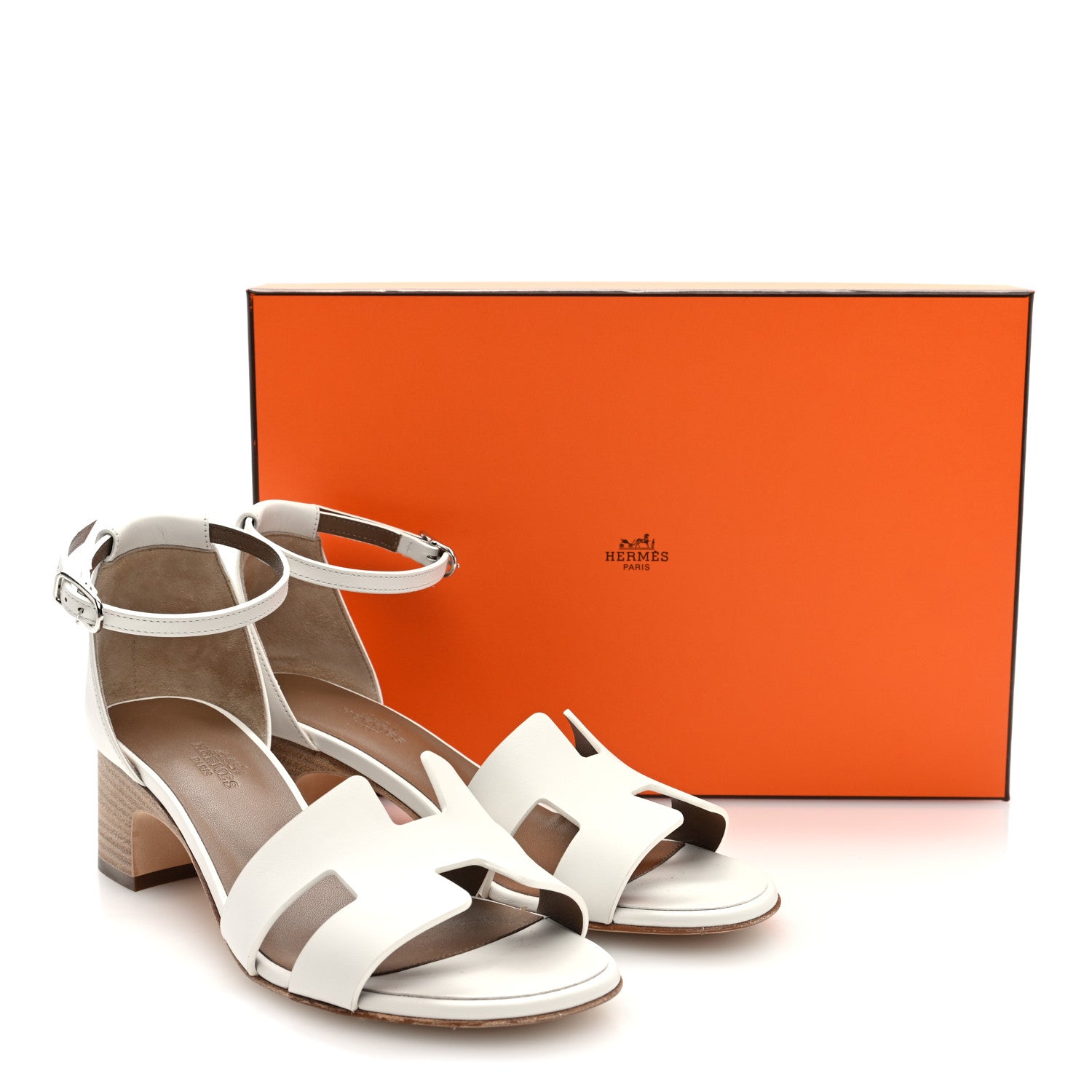 Hermes Calfskin Encens 50 Sandals 37.5 White 11 of 11