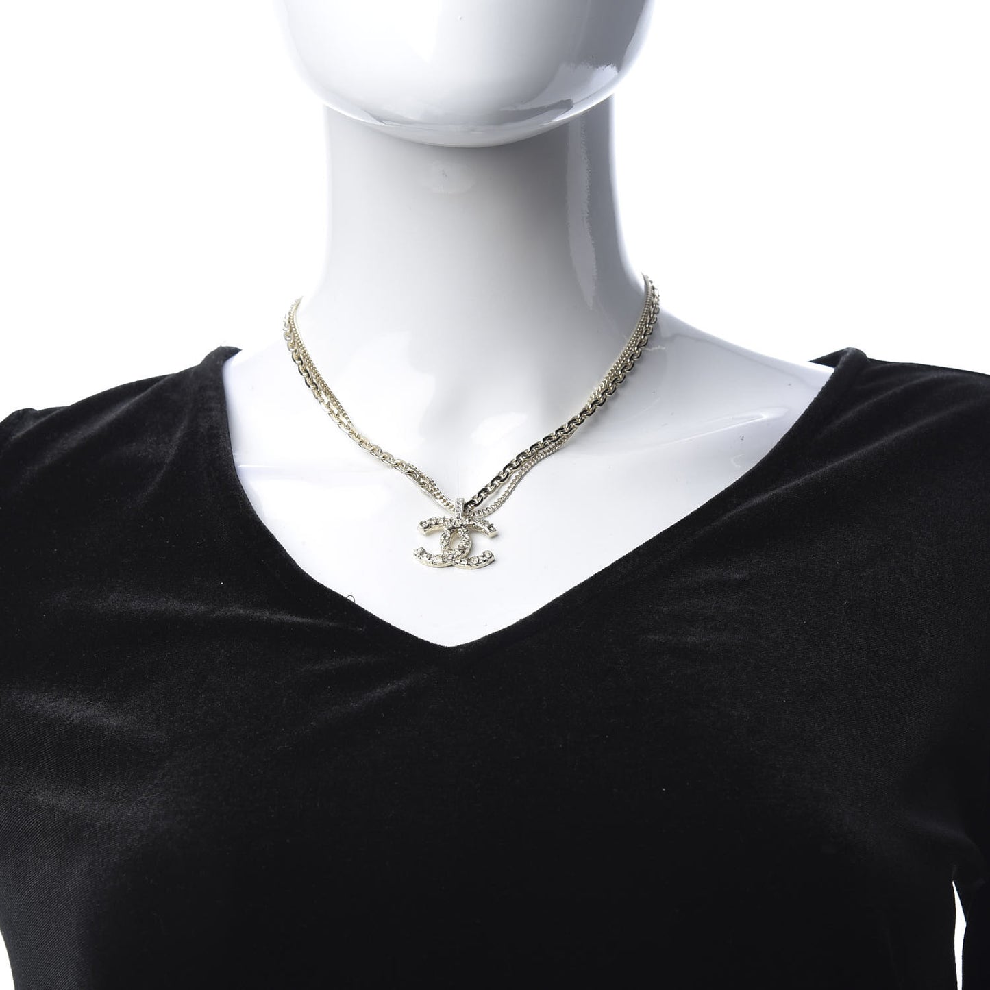 Crystal CC Multi Strand Chain Necklace Gold