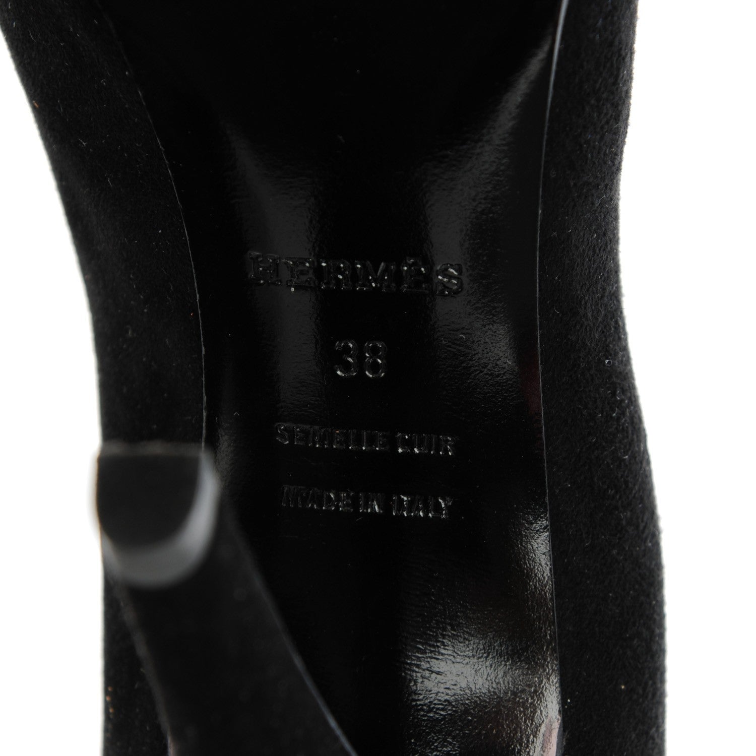Hermes Goatskin Suede Florida Pumps 38 Black 6 of 8
