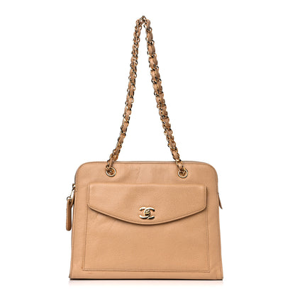 Chanel Caviar Flap Shoulder Bag Beige 2 of 31