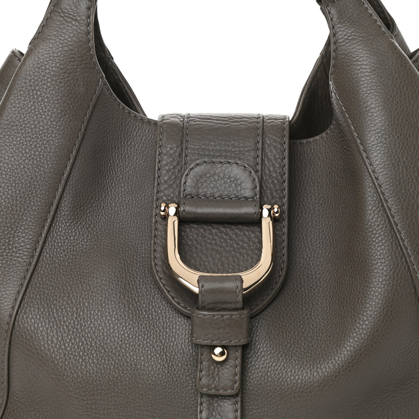 Pebbled Calfskin Medium Greenwich Shoulder Bag Grey