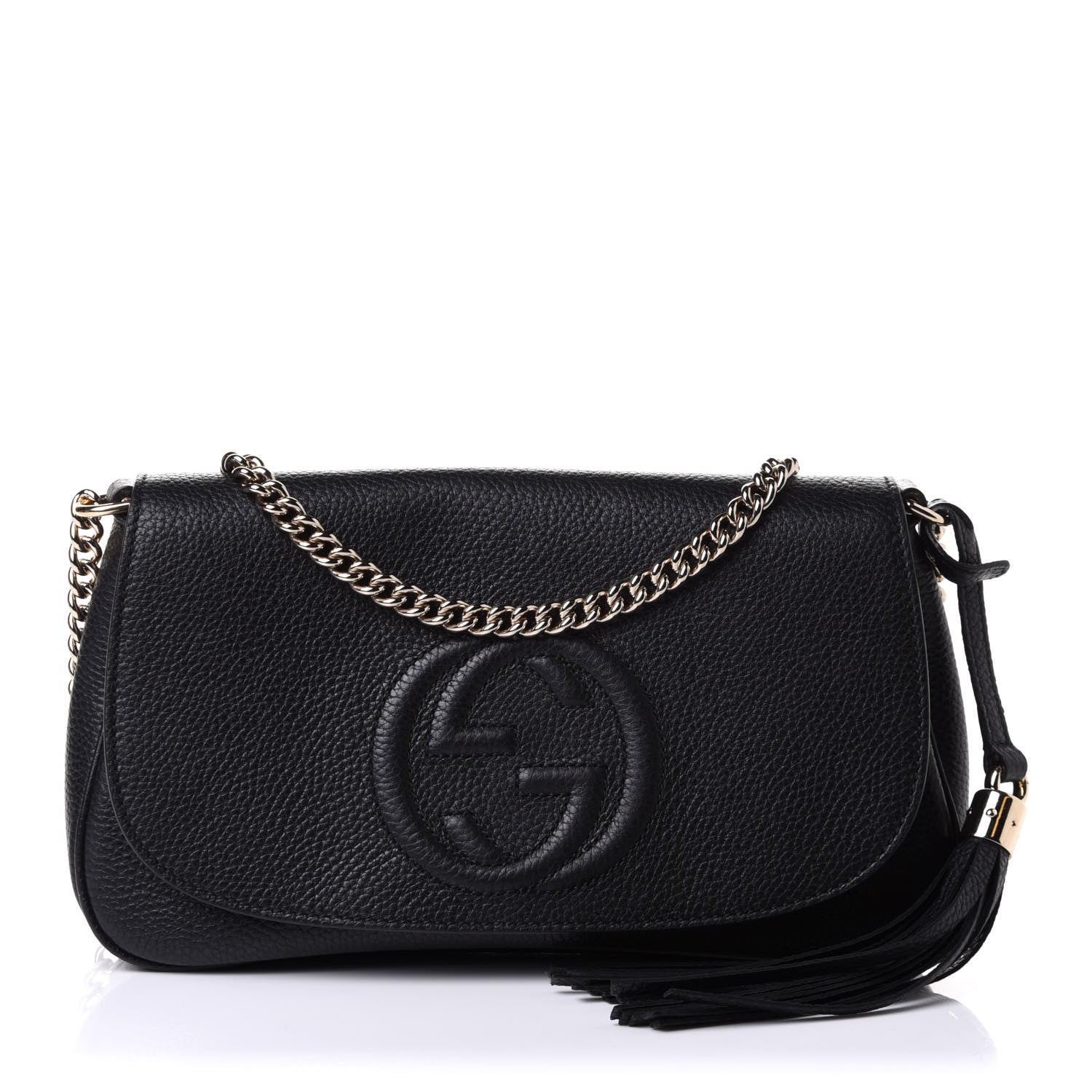 Gucci Pebbled Calfskin Medium Soho Flap Crossbody Black 1 of 9