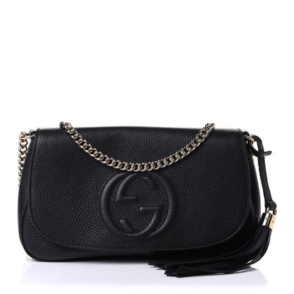Gucci Pebbled Calfskin Medium Soho Flap Crossbody Black 1 of 9