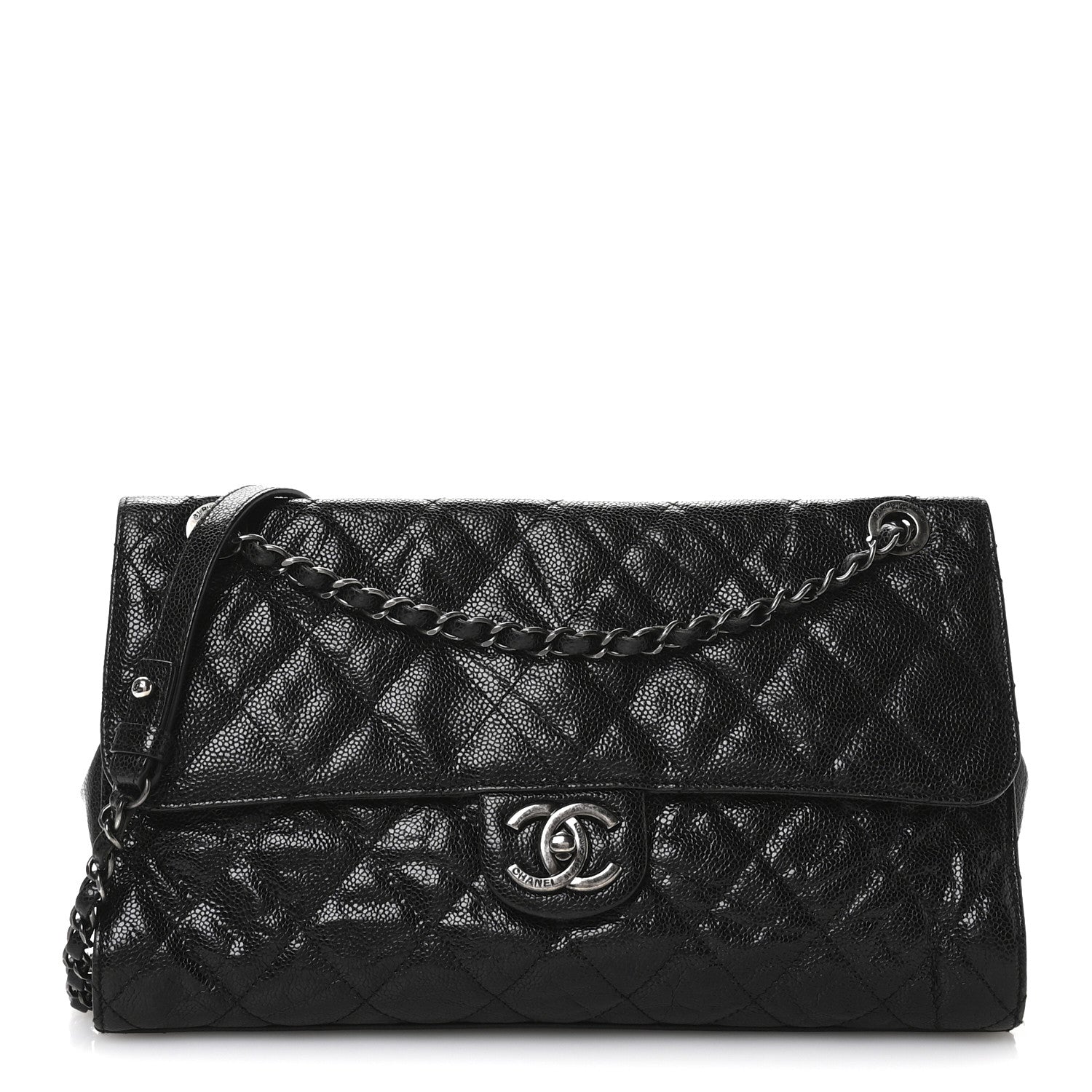 Chanel Crumpled Grained Calfskin Jumbo CC Crave Flap Black 1 of 13