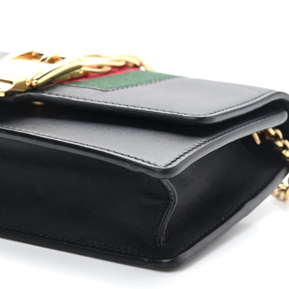 Gucci Calfskin Super Mini Sylvie Chain Shoulder Bag Black 9 of 10