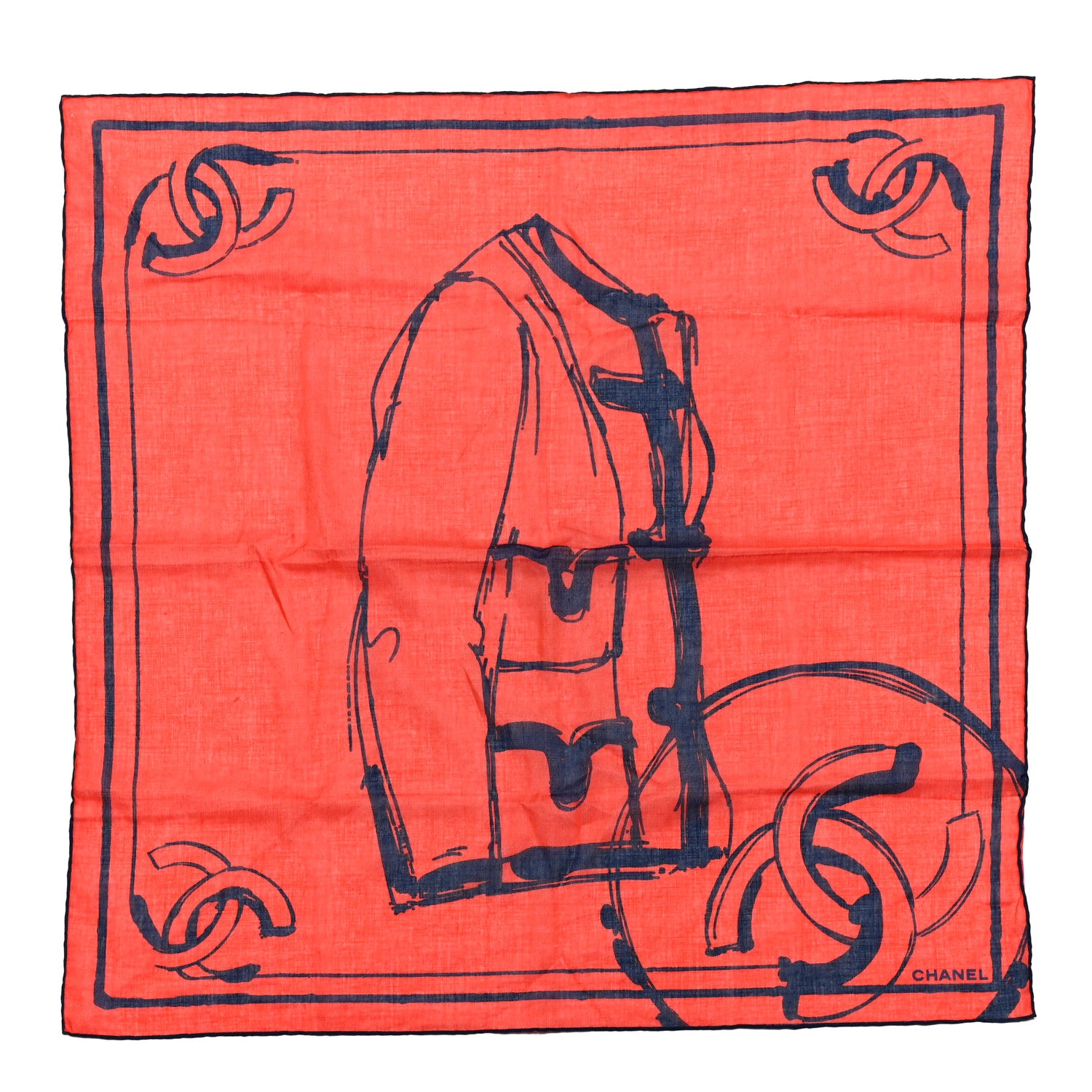 Chanel Silk Print CC Square Scarf Blue Red 1 of 5