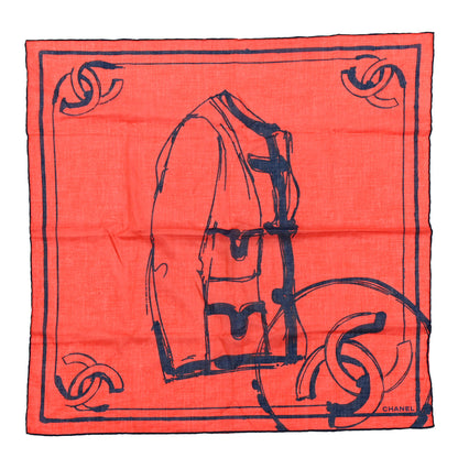 Chanel Silk Print CC Square Scarf Blue Red 1 of 5