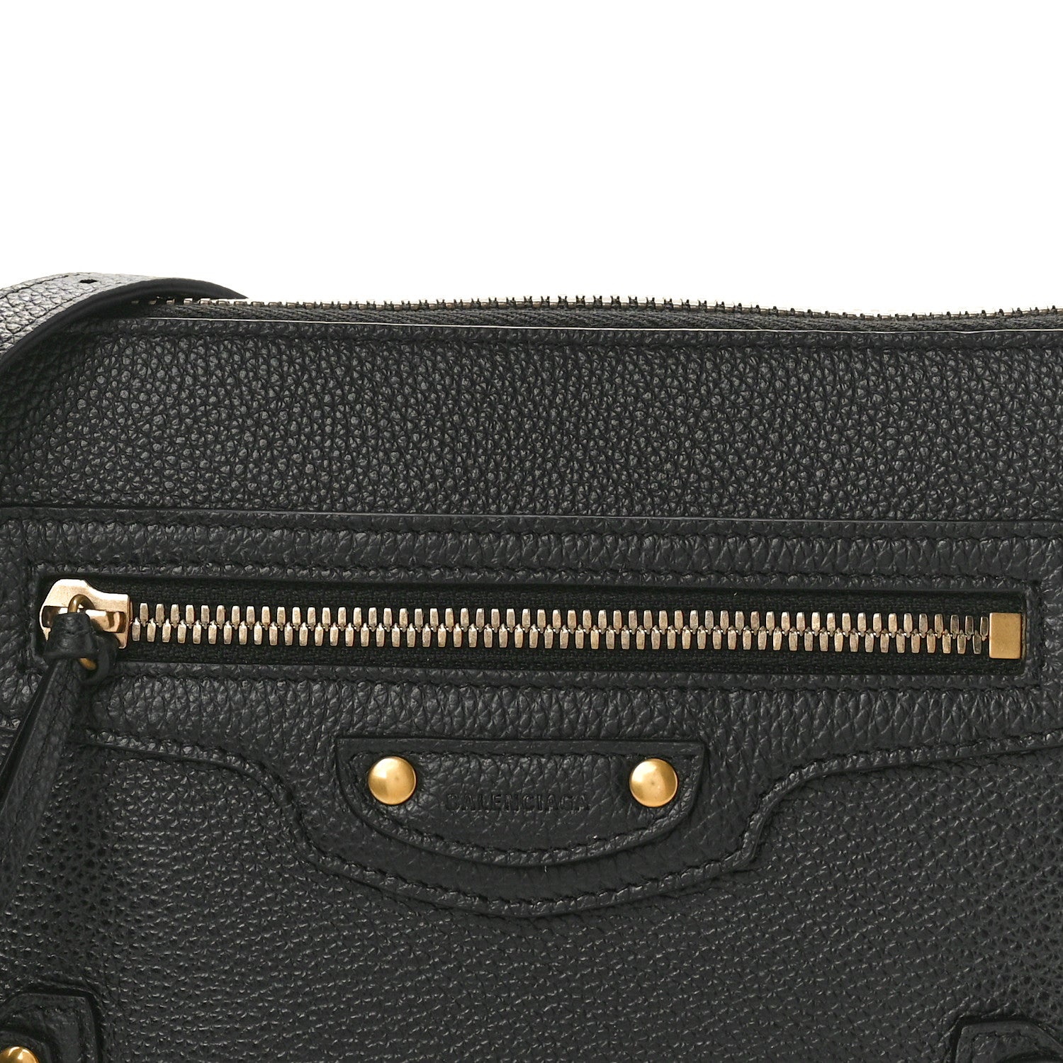 Balenciaga Grained Calfskin Neo Classic Gold Hardware Zip Around Crossbody Black 8 of 10