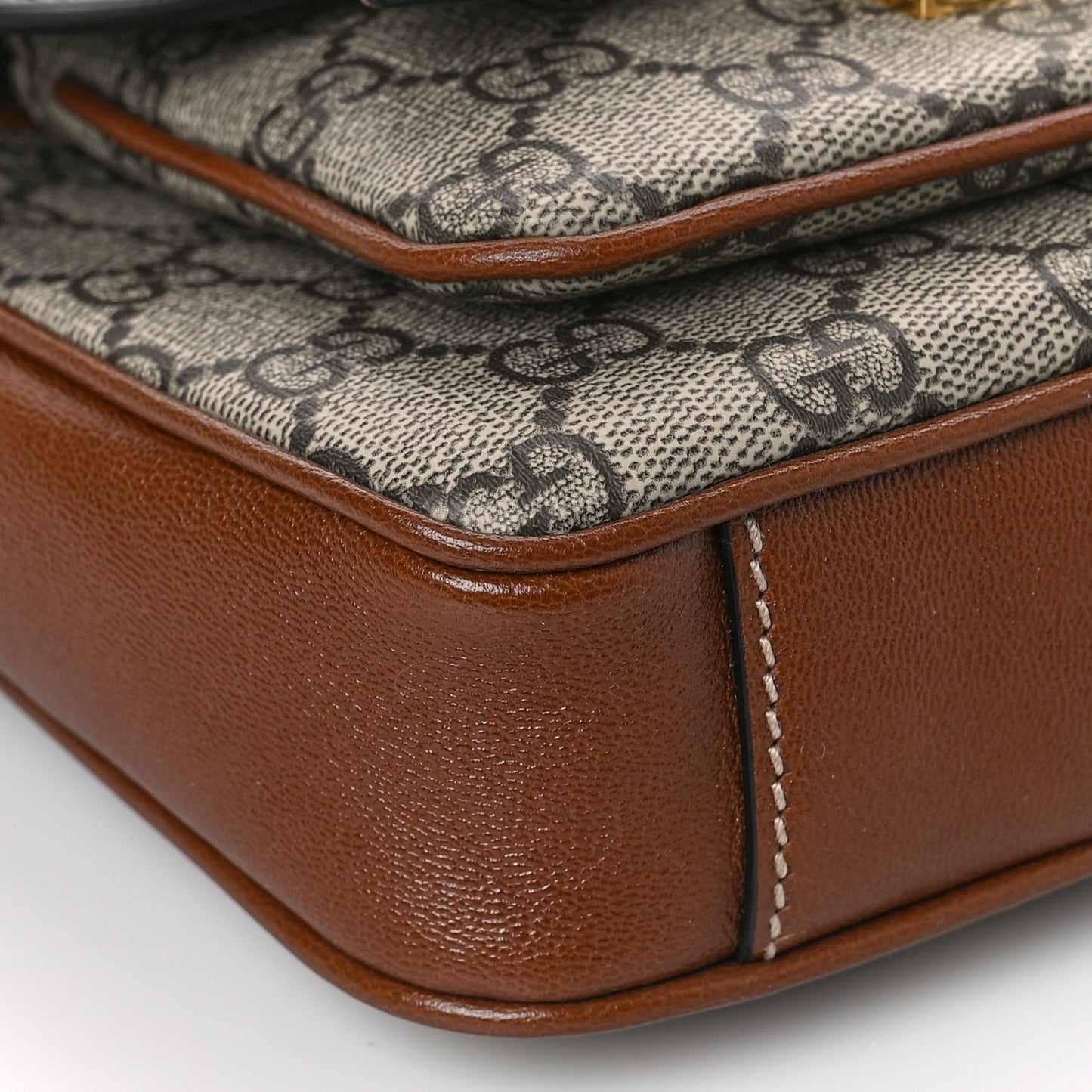 GG Supreme Monogram New Sakai Lux Calfskin Mini Padlock Flap Pocket Shoulder Bag Beige Ebony Black Cuir