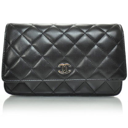 Chanel Lambskin Quilted Wallet On Chain WOC Black SHW 1 of 11