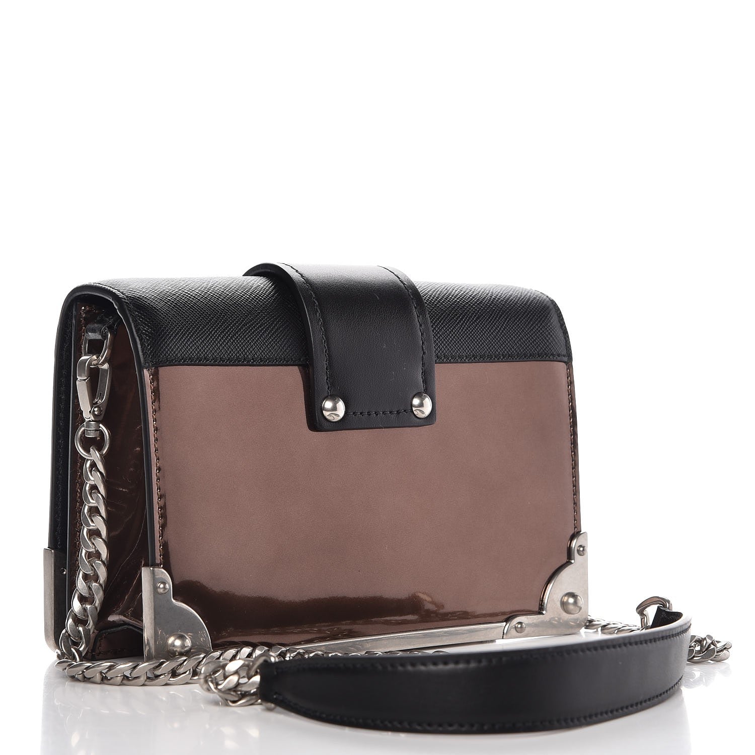 Prada Metallic Vitello Saffiano Cahier Bag Cammeo Black 3 of 6