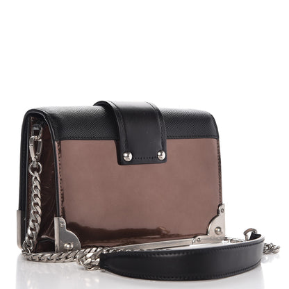 Prada Metallic Vitello Saffiano Cahier Bag Cammeo Black 3 of 6