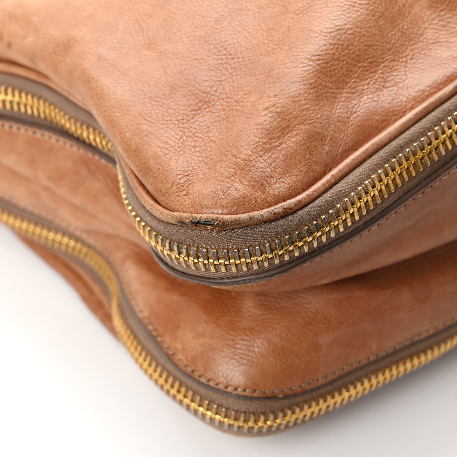 Prada Glace Calfskin Side Zip Hobo Cammeo 11 of 14