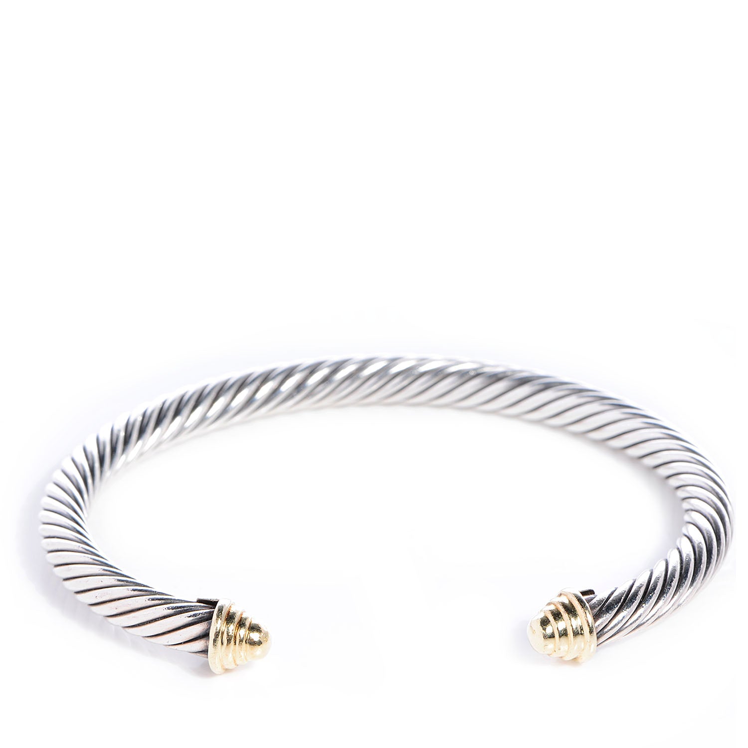 David Yurman Sterling Silver 14K Yellow Gold 5mm Cable Classics Bracelet 1 of 5