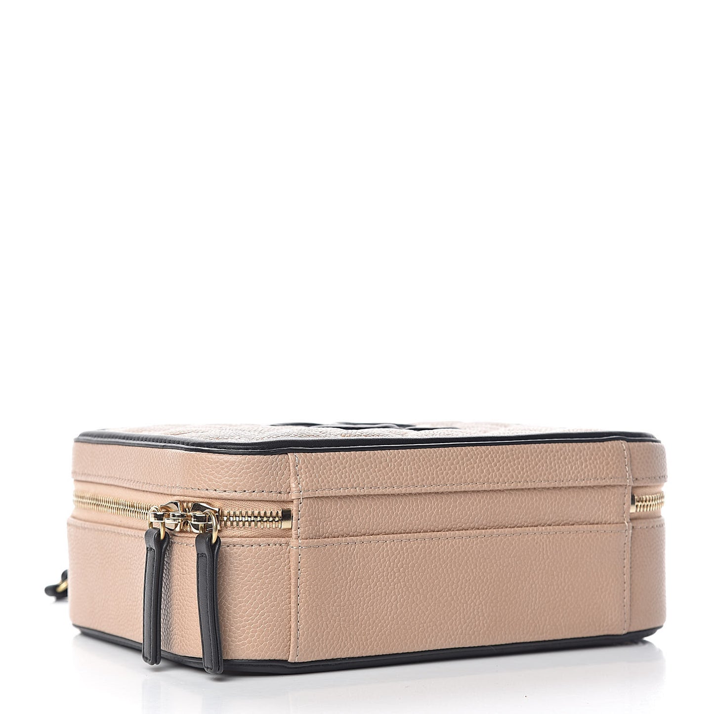 Caviar Quilted Medium CC Filigree Vanity Case Beige Black