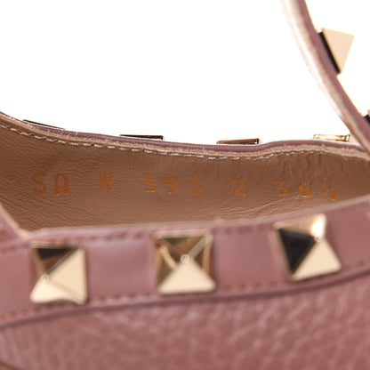 Valentino Garavani Pebbled Calfskin Rockstud Ankle Strap Pumps 36.5 Poudre 8 of 9