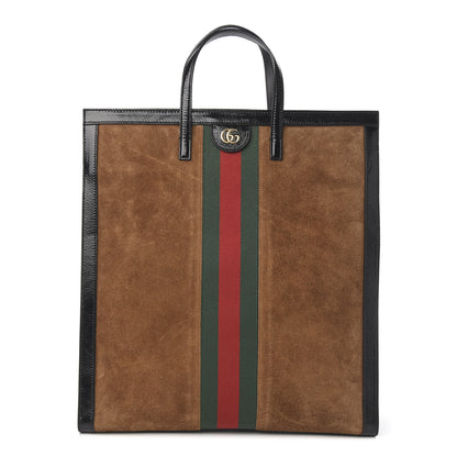 Gucci Suede Patent Web Ophidia Vertical Tote Nocciola Black 1 of 9