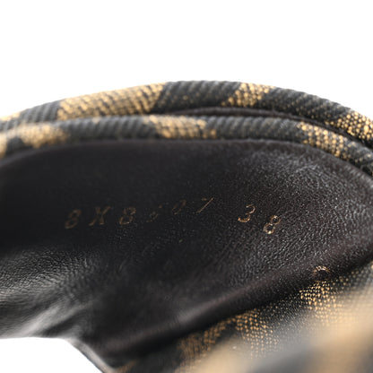 Fendi Fabric Jacquard Nappa FF Womens Fendi Feel Slide Sandals 38 Tobacco Black Miele Scuro 9 of 9