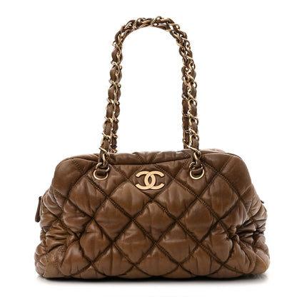Chanel Lambskin Bubble Quilt Bowler Dark Beige 1 of 10