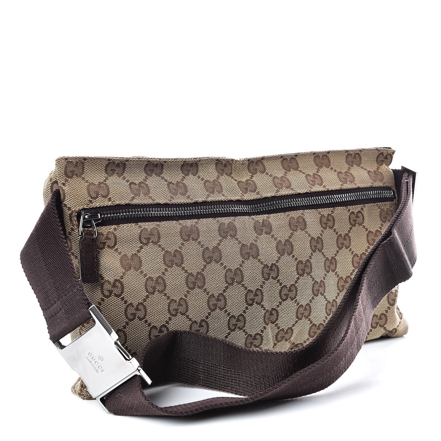 GG Monogram Double Pocket Belt Bag Dark Brown