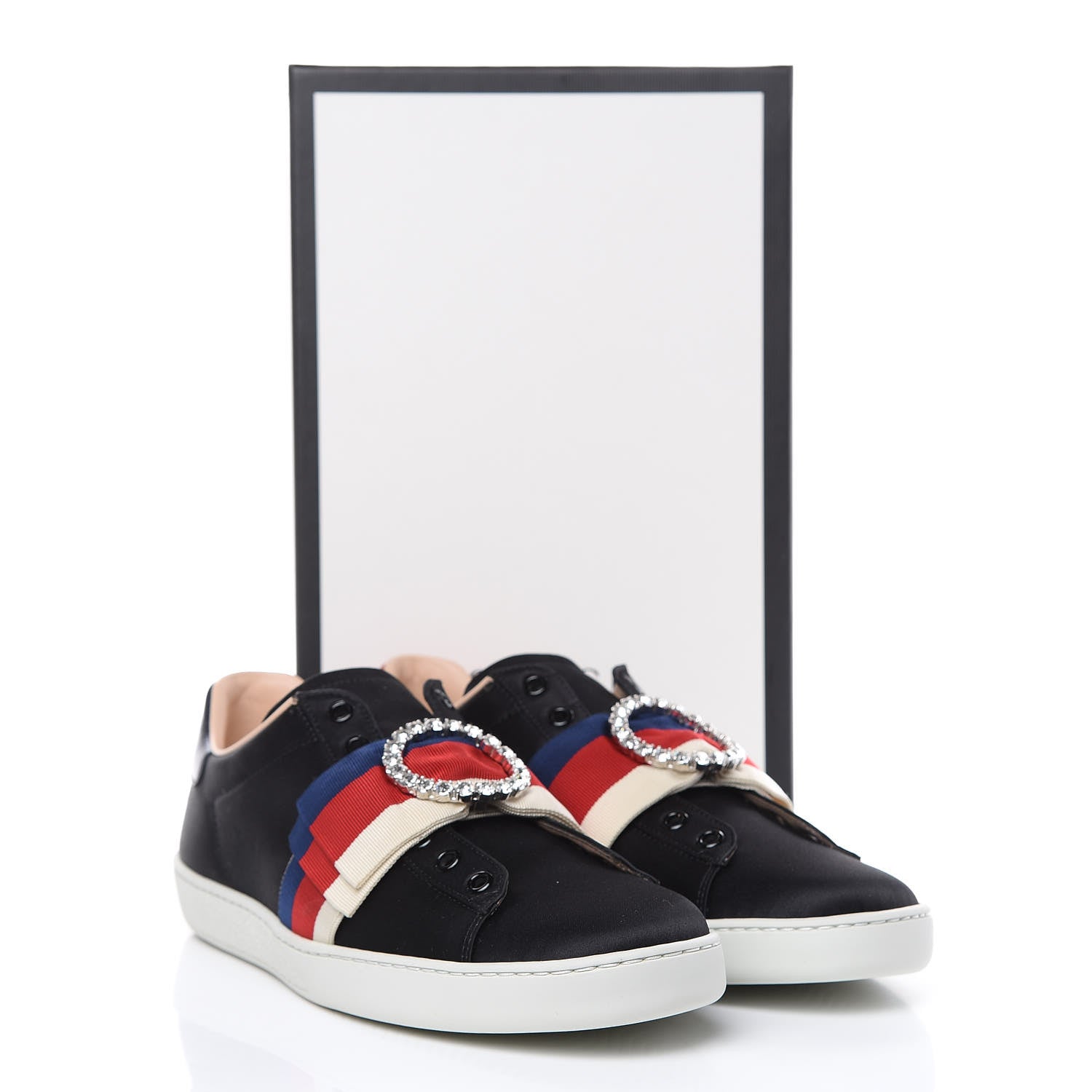 Gucci Canvas Crystal Sylvie Web Womens Ace Sneakers 40 Black 10 of 10
