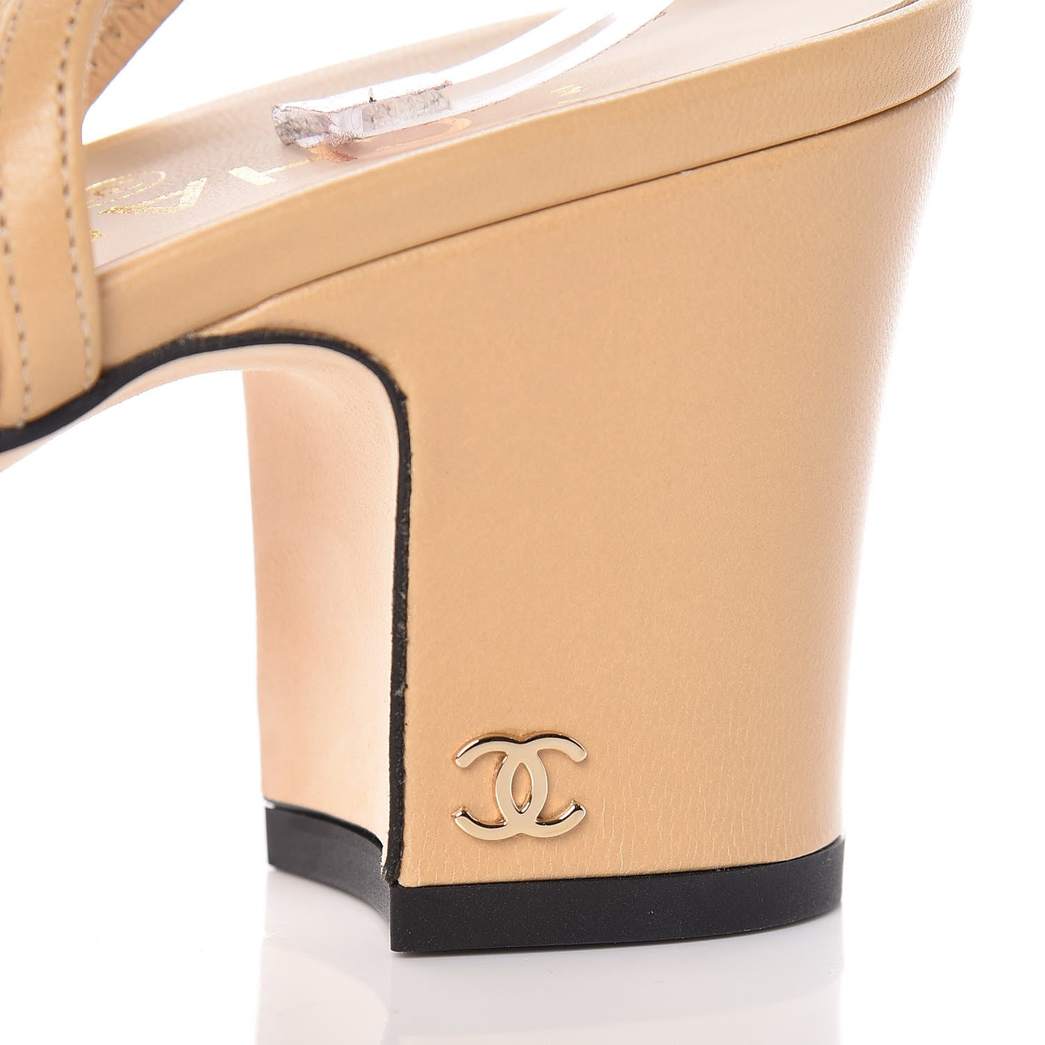 Chanel Goatskin Grosgrain Cap Toe CC Slingback Pumps 39 Beige Black 8 of 10