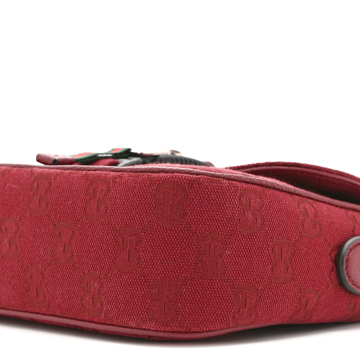 Monogram Textured Dollar Calfskin Web Mini Messenger Bag Rosso Ancora