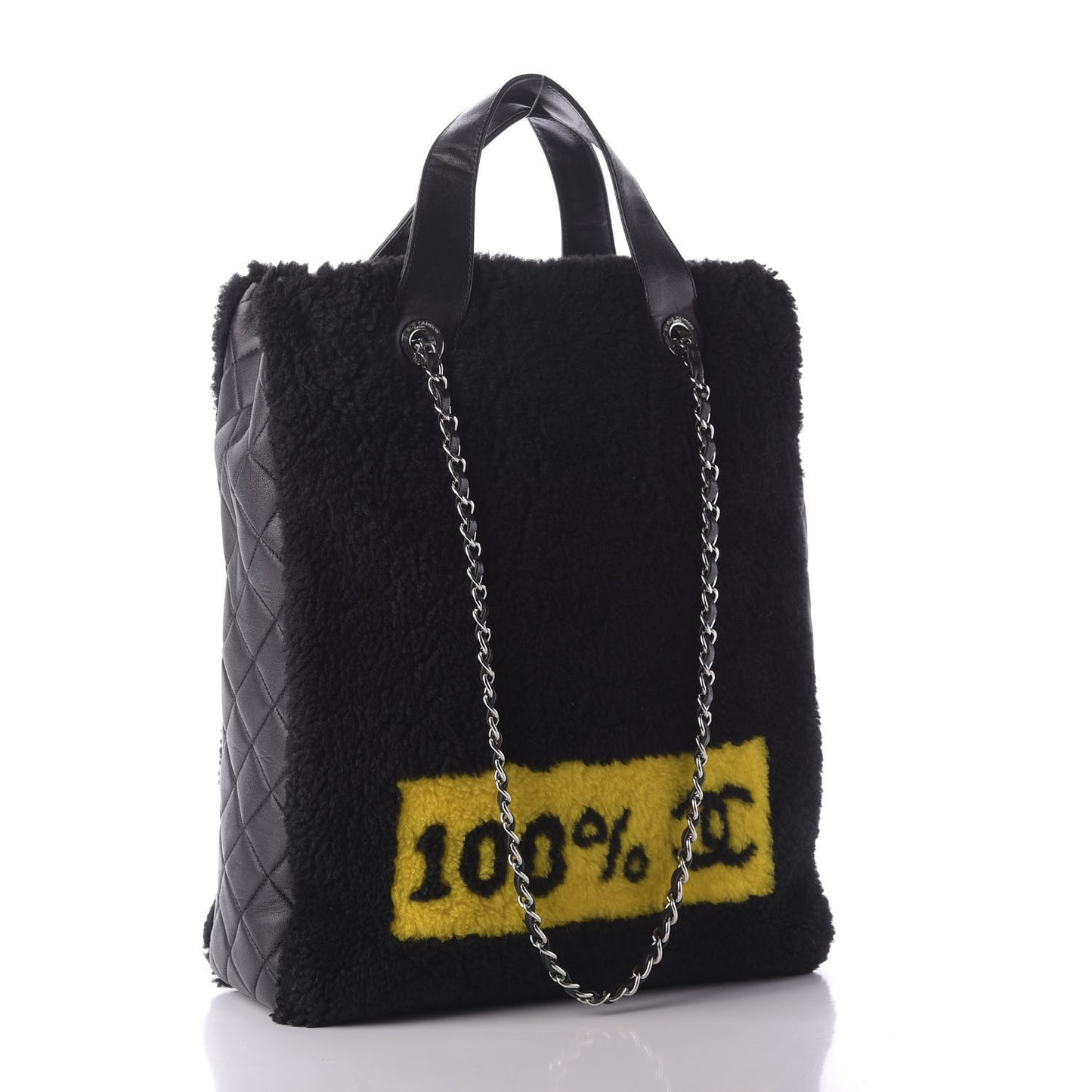 Shearling Lambskin 100% Tote Black