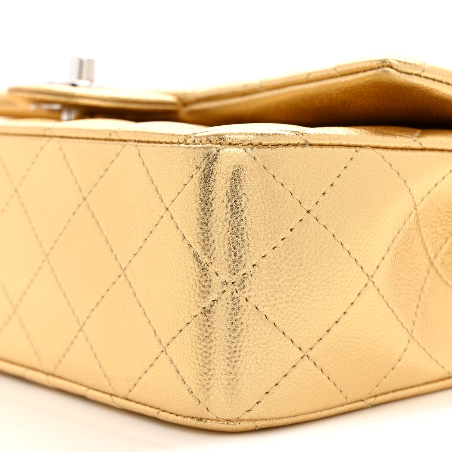 Chanel Metallic Caviar Quilted Top Handle East West Flap Gold 10 of 12