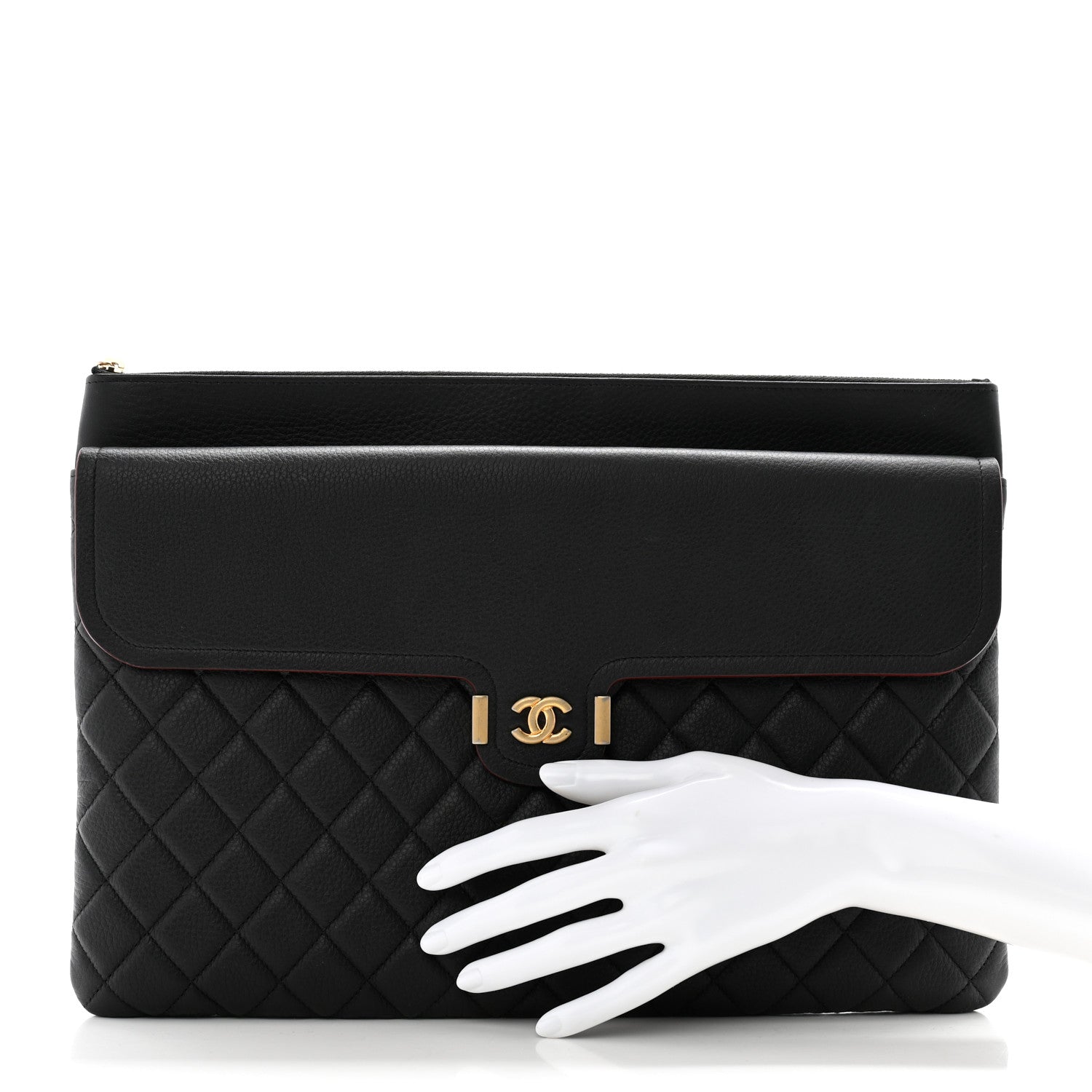 Chanel Grained Calfskin Quilted Large Archi Chic Cosmetic Case Black 2 of 12