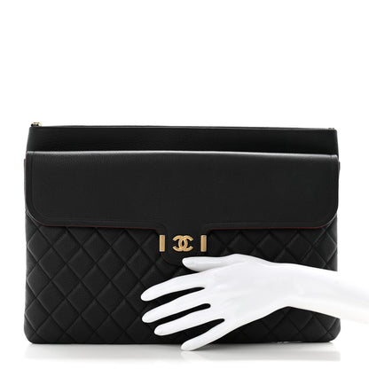Chanel Grained Calfskin Quilted Large Archi Chic Cosmetic Case Black 2 of 12